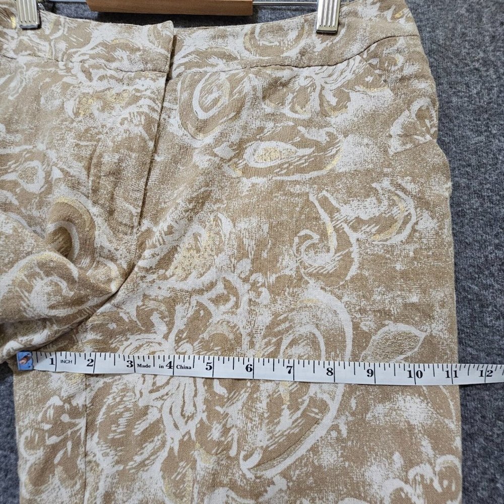 Coldwater Creek Cropped Pants Womens Size 8 Linen Blend Gold Floral‎ Wide Leg - Picture 16 of 16
